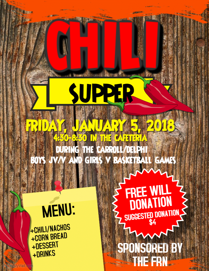 chili dinner carroll county calendar chili supper flyer