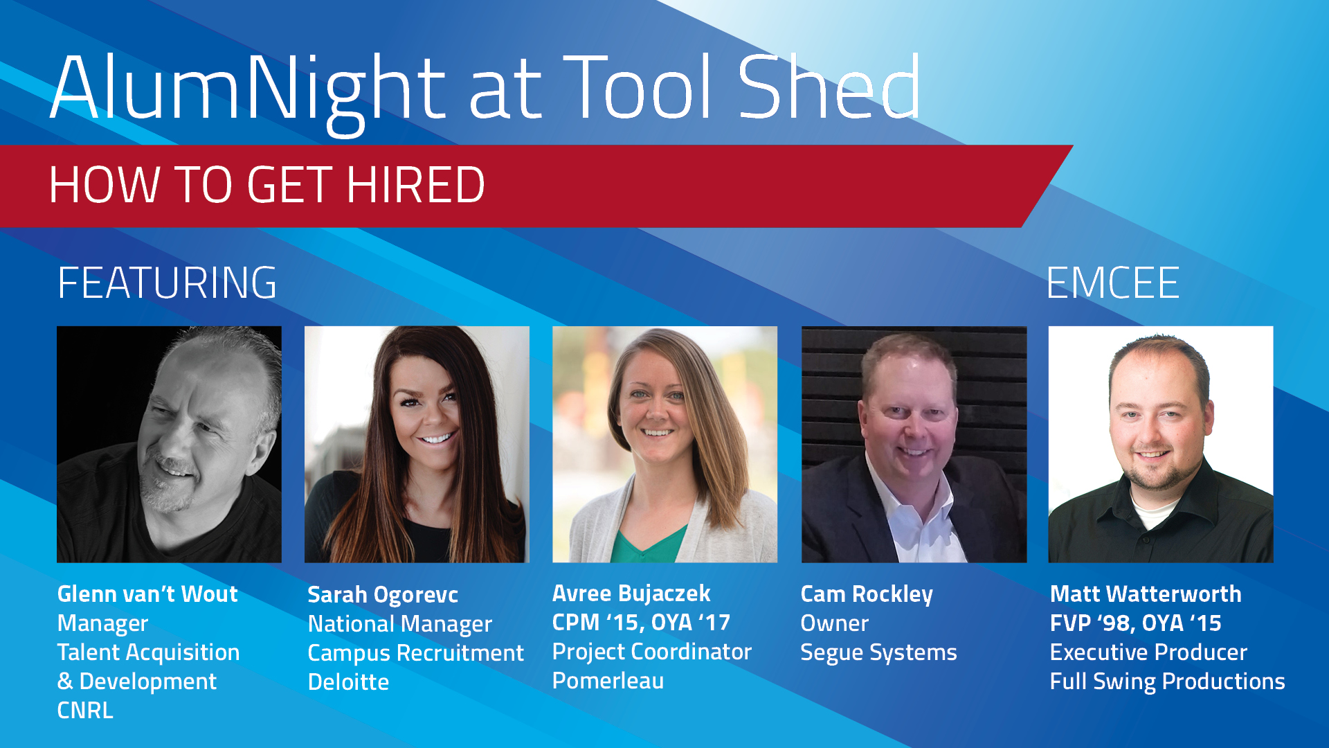AlumNight at Tool Shed speaker line-up